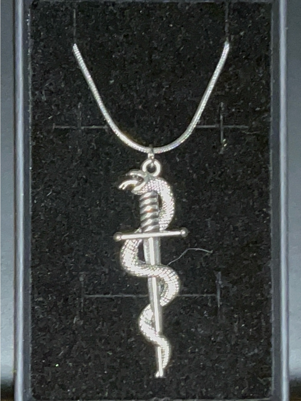 Silver Snake-and-Dagger Pendant Necklace for Reptile Lovers